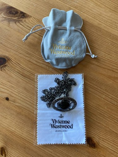 Vivienne Westwood Small 3D Orb Necklace Black Gunmetal 80cm Vivienne Westwood Small 3D Orb Necklace Black Gunmetal 80cm