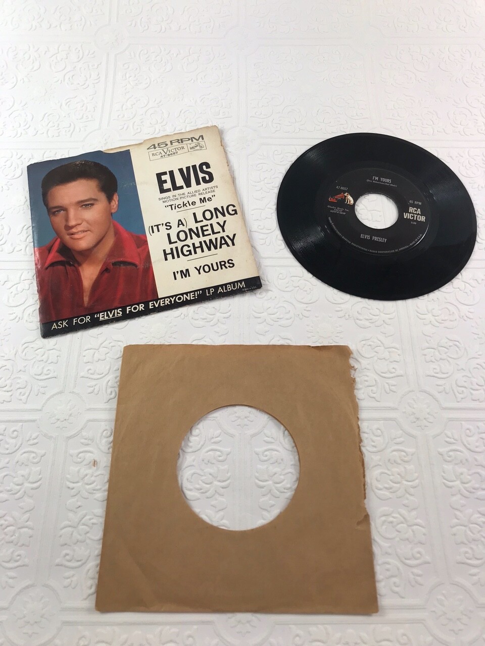 Elvis Presley 45 Record With Picture Sleeve Long Lonely Highway / I'm