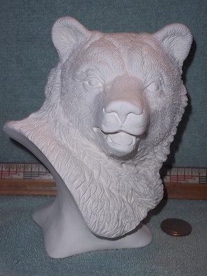 Beautiful Bear Head Bust Ceramic Bisque U-Paint Ready To Paint Bears Grizzly