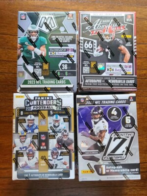 2023 Panini Football 4 Box Blaster Lot - Mosaic, Absolute, Contenders, Zenith