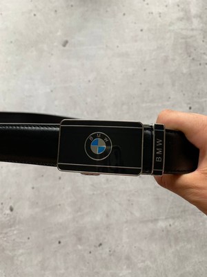Vintage BMW Leather Drip Belt Racing Y2K Rare Retro Hype Black 130 cm