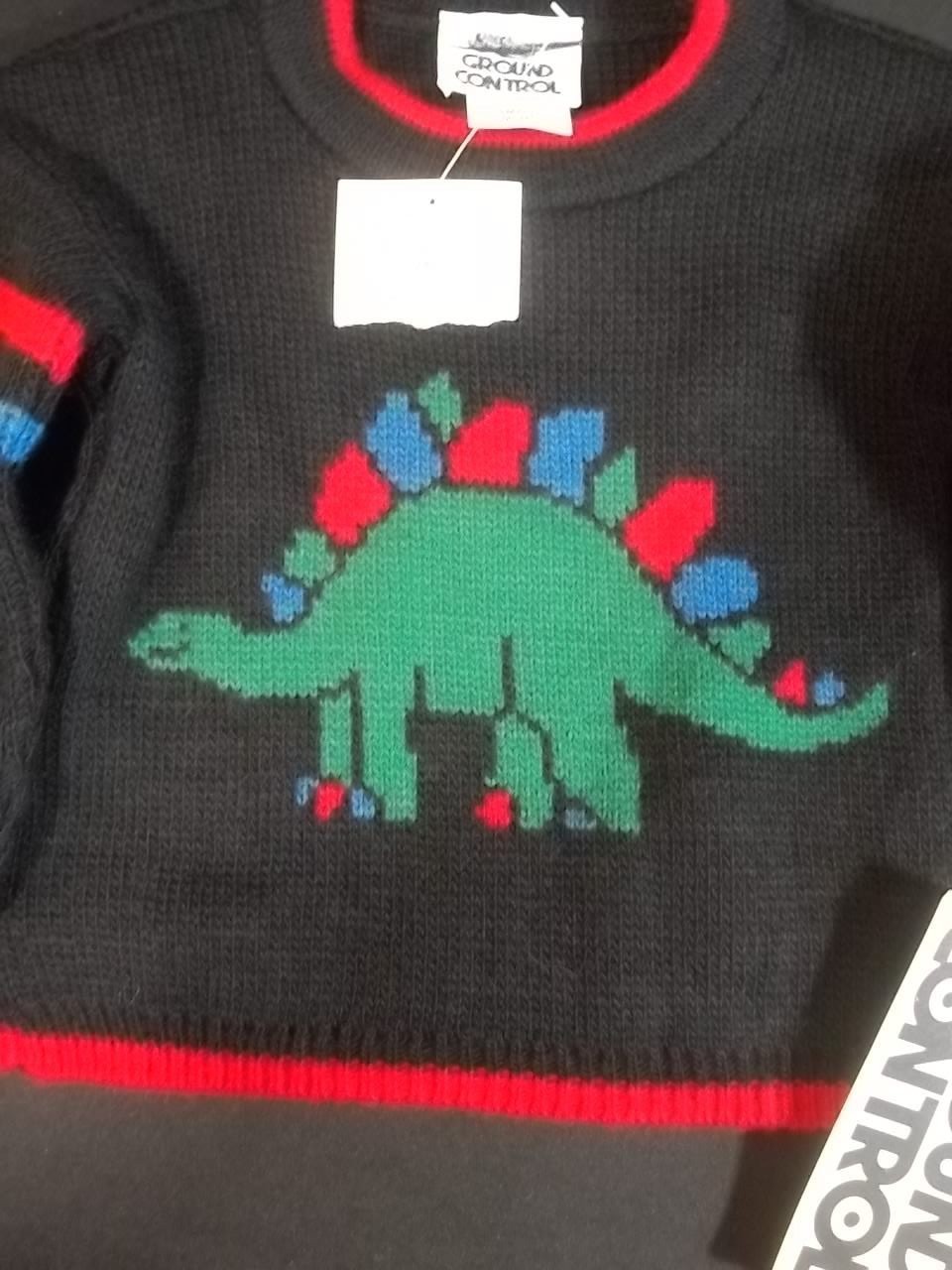Ground Control Infant Sweater Dinosaur 12M Black Vintage 90's Crew Neck