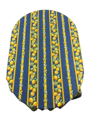 French Provencal Cotton Tablecloth Blue Stripes Lemons  59 X 118 Made France