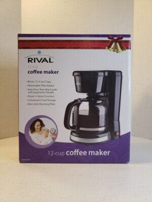 Rival Coffee Maker Machine Brewer 12 Cup White Electric Pause and Serve New