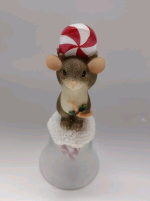 Charming Tails  Candy Cane Bell  Christmas Mouse Peppermint Fitz And Floyd W Box