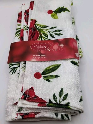 St. Nicholas Square Cardinal Toss 4 Pack Christmas Napkins NWT