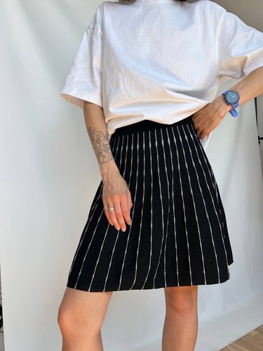RRP 200$ Claudie Pierlot Sonic Striped Knitted Skirt Noir 1