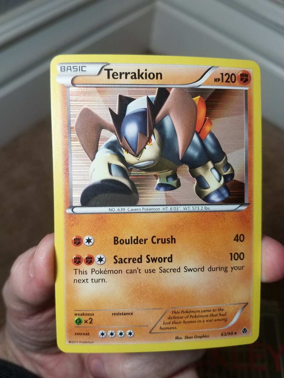 2011 POKEMON B&W EMERGING POWERS TERRAKION HOLO CARD, 63/98