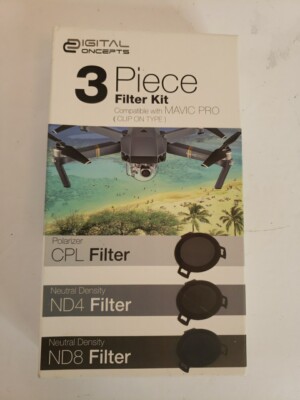 Digital Concepts 3 Piece Filter Kit Mavic Pro CPL ND4 ND8 Filters NIB DC-FK3CLP