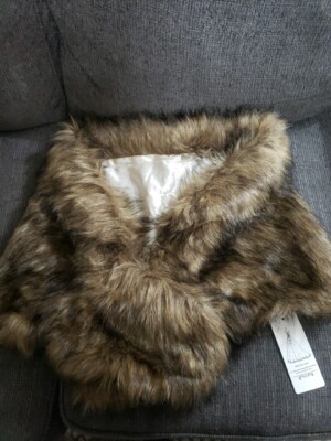 NWT Wait For You Wrap, Women OS, Faux Brown Fur for Formal Dresses, New with Tag