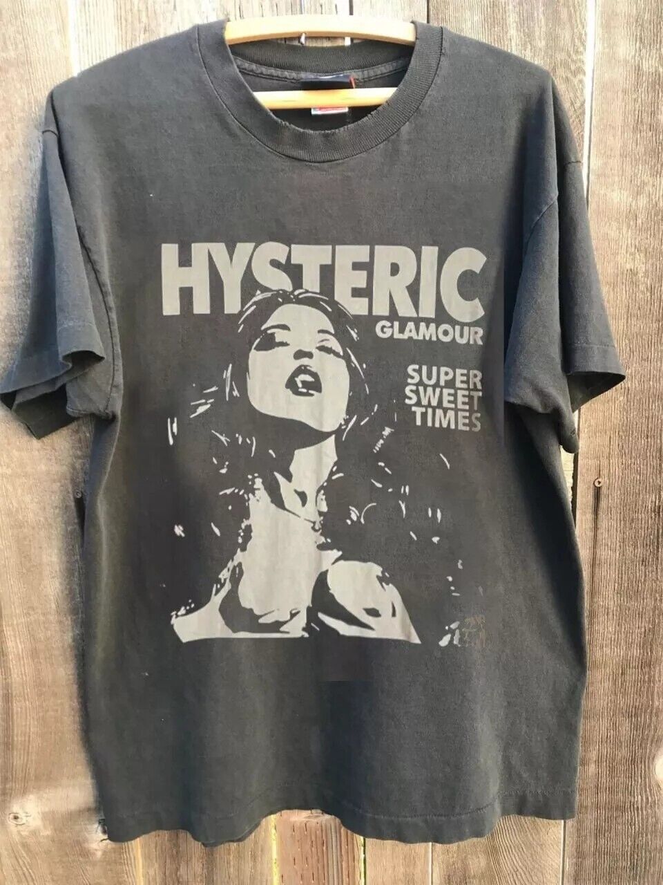 Hysteric Glamour 90s Retro Style Charcoal Reprint T shirt Hysteric Glamour 90s Retro Style Charcoal Reprint T shirt