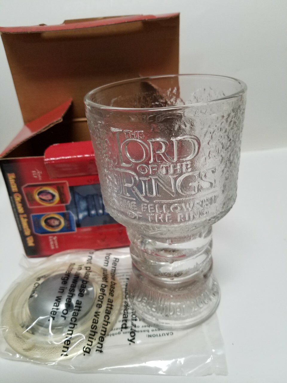 2001 Complete Set of 4 Lord of the Rings Glass Goblet Collection