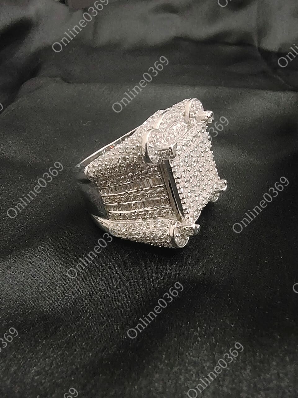 Pre-owned Online0369 1.89 Ct Round Cubic Zirconia Men's Classic Ring 14k White Gold Plated Silver