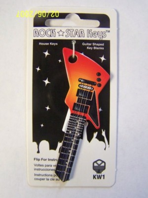 Orange EXP Electric  Guitar  shape Kwikset KW1/KW10 house key blank.