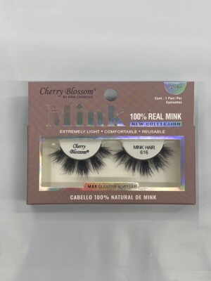 CHERRY BLOSSOM 100% REAL MINK 3D LIGHT / COMFORTABLE / REUSABLE LASHES #72616 
