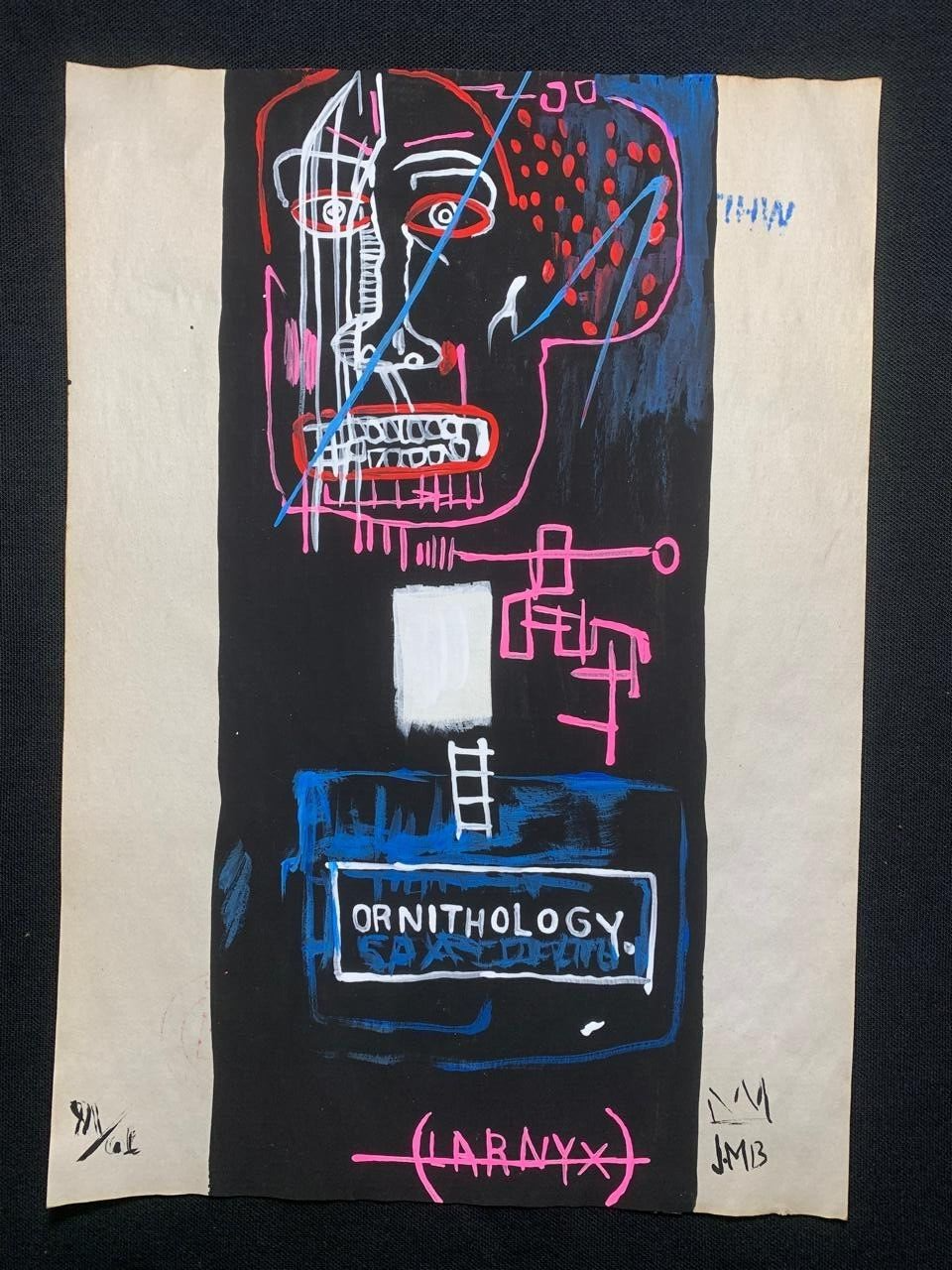 Jean-Michel Basquiat on old paper (Handmade)signed and