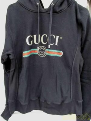 Authentic Gucci Hooded Sweatshirt Black Size S Made in Italy