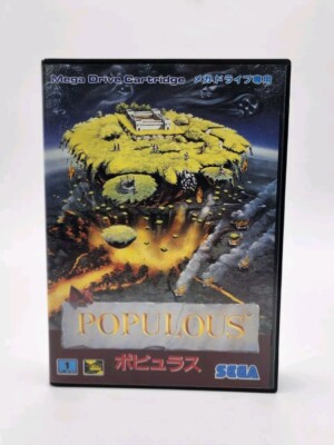 Japanese POPULOUS Sega Mega Drive Cartridge Complete w/manual US Seller VGC