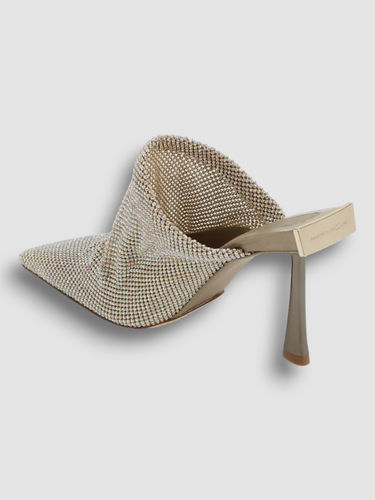 Pre-owned Benedetta Bruzziches $1090  Women Silver Goliarda Crystal Mule Heel Us 10/eu 40