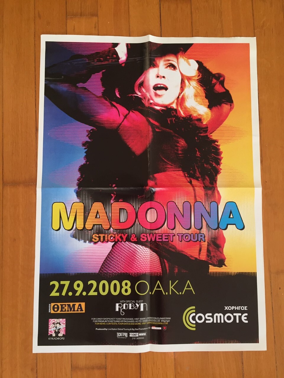 マドンナ　Sticky ＆ Sweet Tour France　貴重 ポスター MADONNA ORIGINAL POSTER STICKY & SWEET TOUR 2008 ATHENS