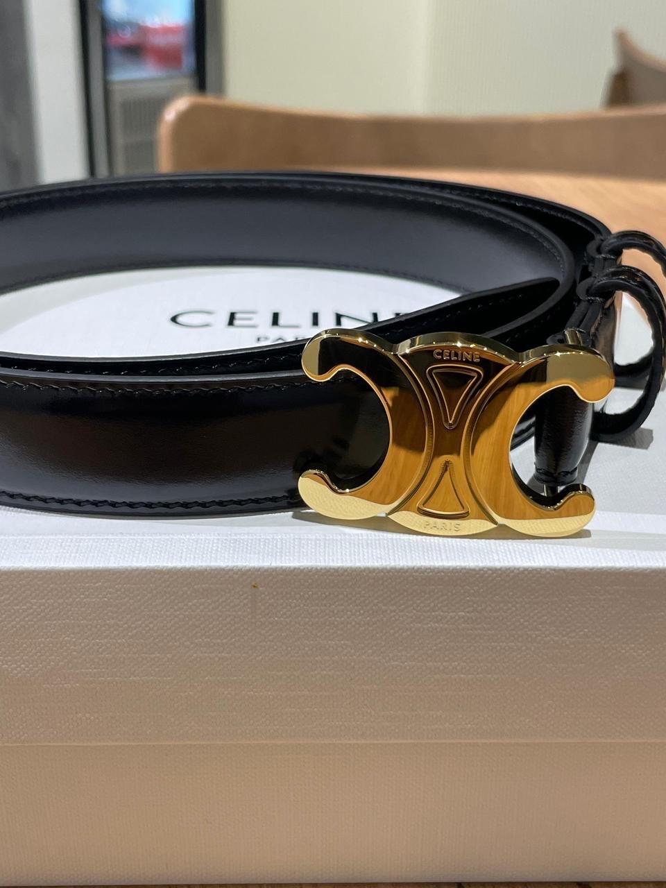 CELINE Women's Belt Classic genuine calfskin black color, 85