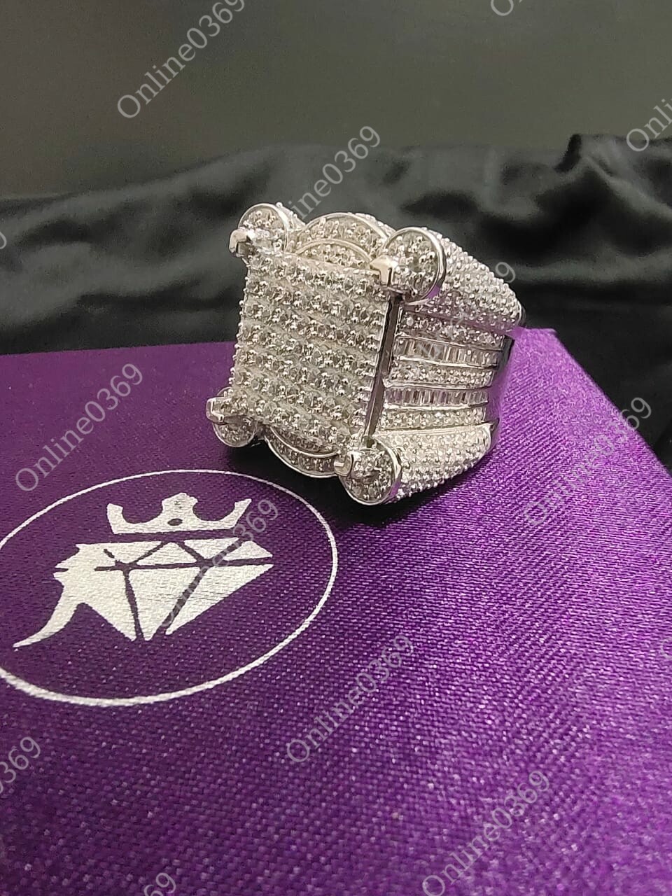 Pre-owned Online0369 1.89 Ct Round Cubic Zirconia Men's Classic Ring 14k White Gold Plated Silver