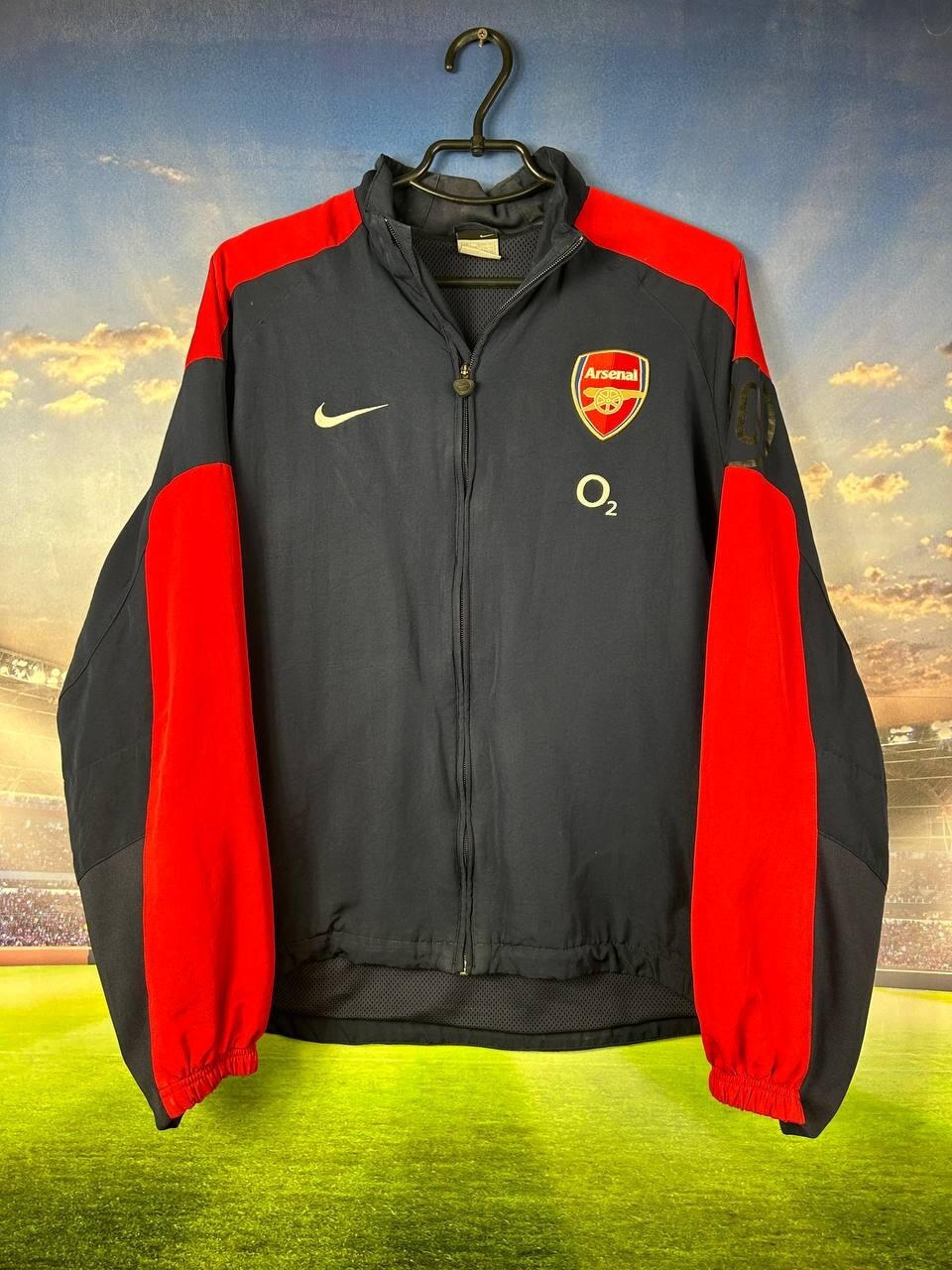 ウェア Arsenal Nike O2 Half Zip jacket Vintage Nike Arsenal Football Jacket Soccer Track Top