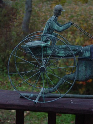 Old Maine Estate Horse Racing Weathered Weathervane Horse & Sulky