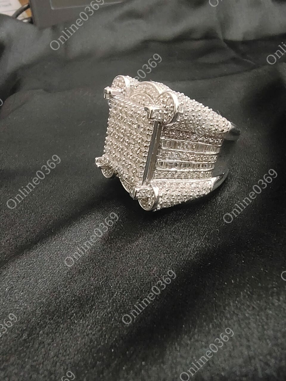 Pre-owned Online0369 1.89 Ct Round Cubic Zirconia Men's Classic Ring 14k White Gold Plated Silver