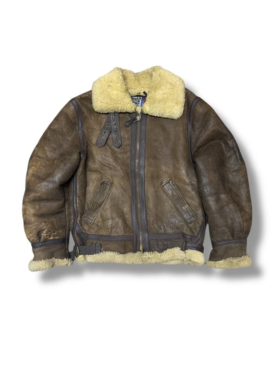 ふ*う様 vtg 80s schoot b-3 mouton flight ja Schott Type B-3 Flight Mouton Bomber Leather jacket Brown