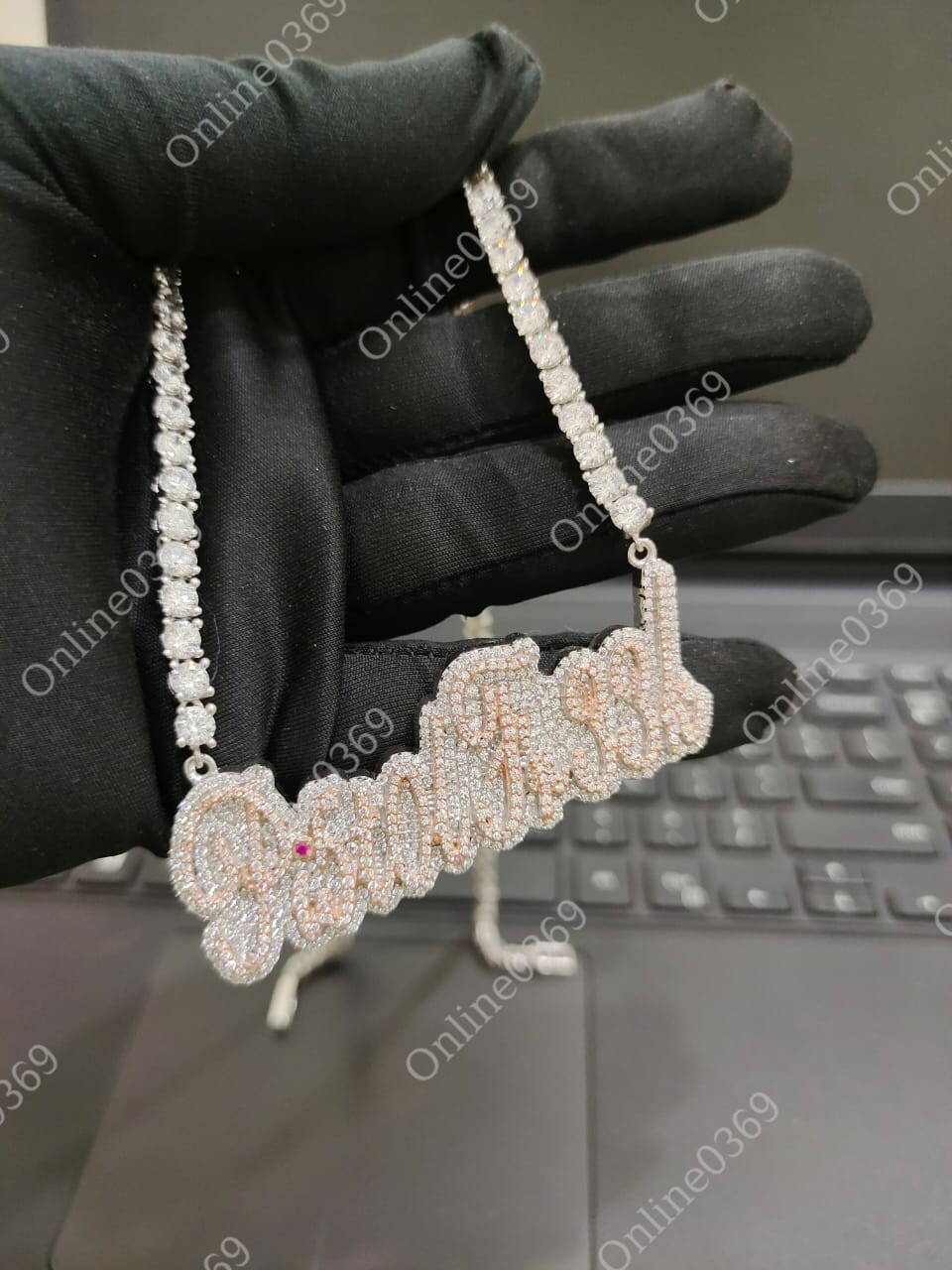 Pre-owned Online0369 4.25 Ct Rd Cubic Zirconia Mens Customized Designer Fashion Pendant Necklace In White