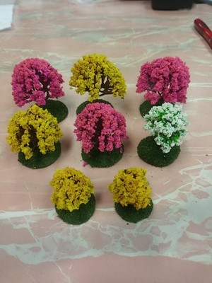 8  based Assorted Color Blossom Trees wargaming scenery Railroad terrain 1-2''