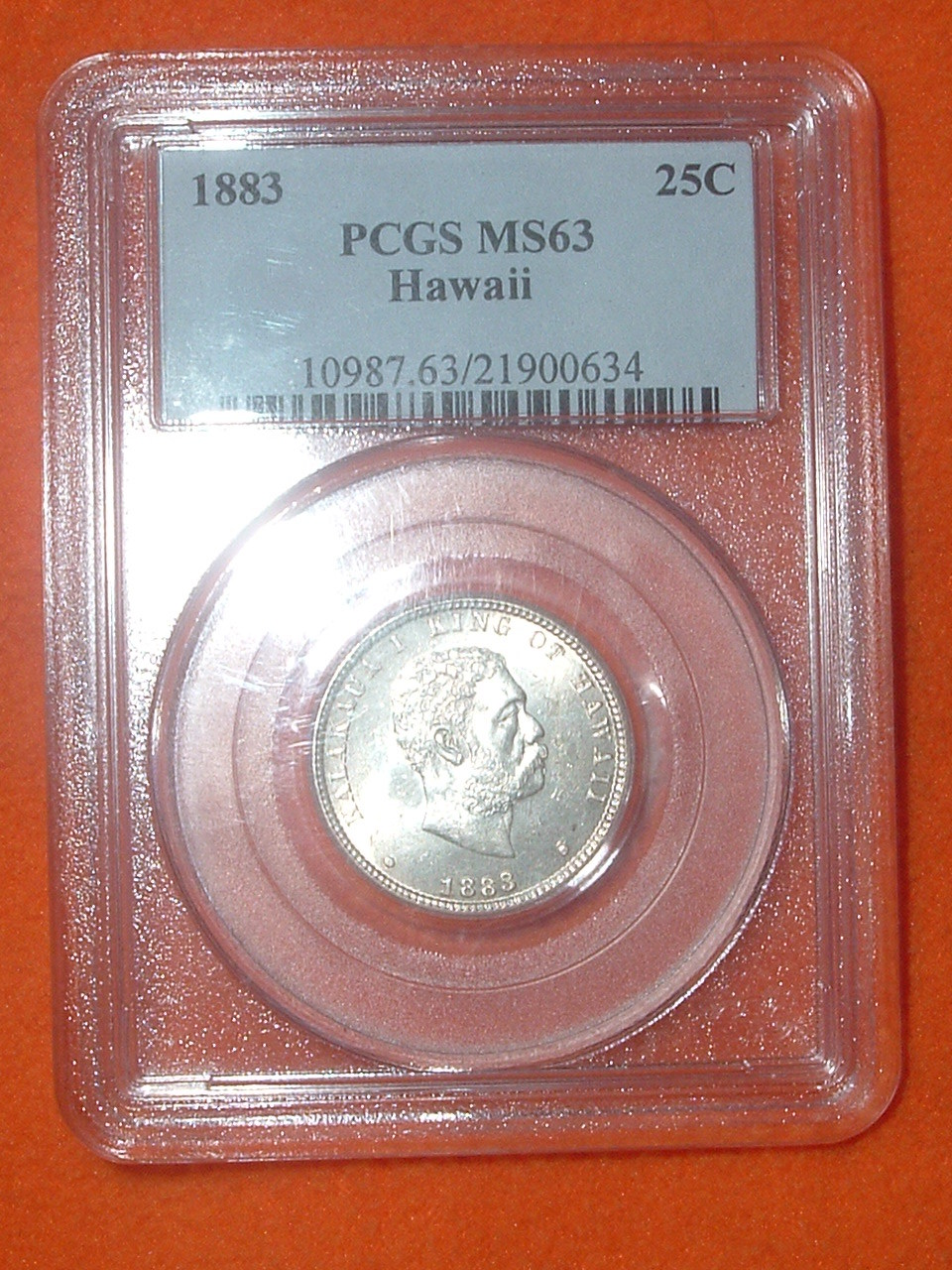 1883 Silver Quarter, Hawaii. PCGS MS63.