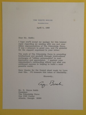 George Bush SIGNED Personal Letter Meeting Friend Private Charity 04/05/89 RV2