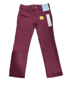 Girls' Mid-Rise Soft Knit Jeggings - Cat & Jack Burgundy M (7/8)