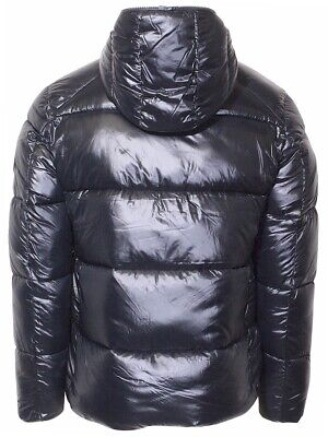 Pre-owned Save The Duck Hooded Luck Puffer Jacket Men's Windproof Zip Front In Black