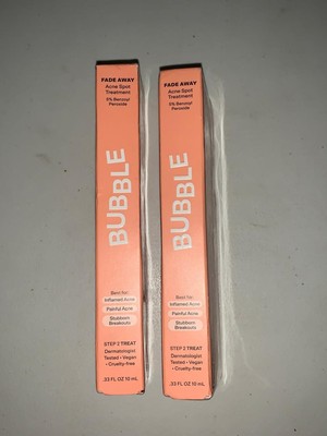 Lot of 2 Bubble Skincare Fade Away Spot Treatment. 10mL each. Very damaged Box. 
