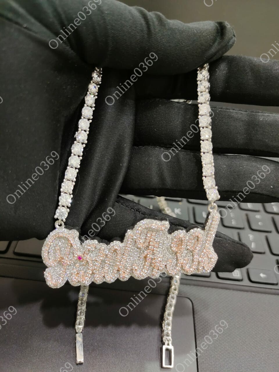 Pre-owned Online0369 4.25 Ct Rd Cubic Zirconia Mens Customized Designer Fashion Pendant Necklace In White