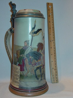 Old Antique 1L Etched  Germany Stein Marzi & Remy #1620