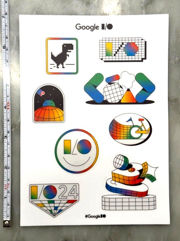 Google I/O 2024 Sticker Pack Decal For Laptop / Skateboard
