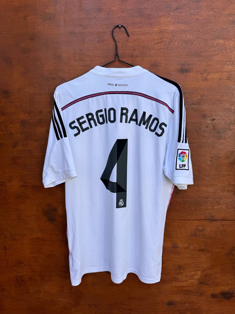 2014-15 RealMadrid Sergio Ramos ユニフォーム REAL MADRID 2014/2015 HOME FOOTBALL SHIRT JERSEY ADIDAS L #4