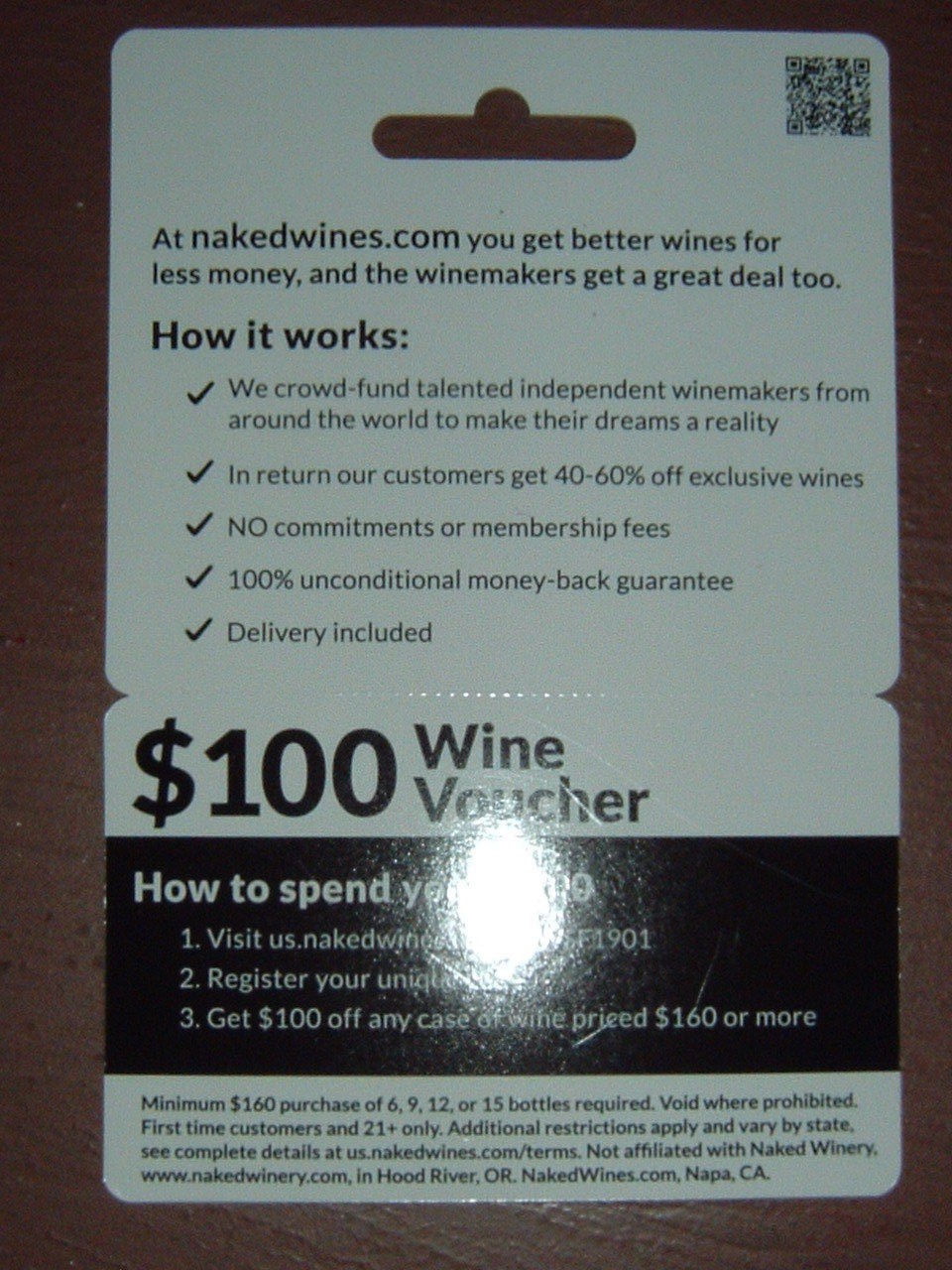 (2) $100 Wine Voucher from nakedwines.com  Gift Card Amazing Deal Free Ship!