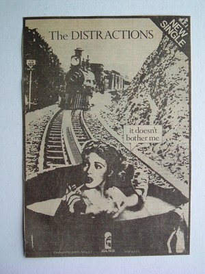 Rare 1980 - THE DISTRACTIONS - Doesn't Bother Me Single - Advert / Mini Poster