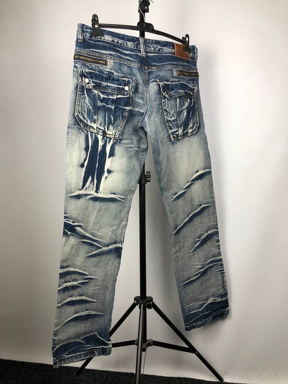 RARE Distressed Opium Japanese Style Denim Zipper Avant RARE Distressed Opium Japanese Style Denim Zipper Avant