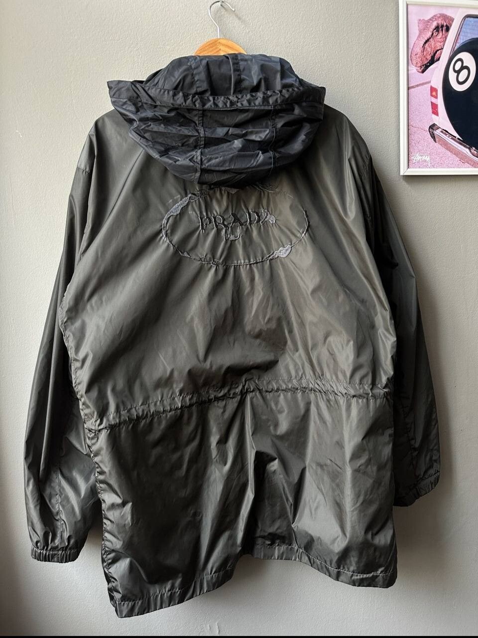 ジャケット・アウター prada nylon long coat Prada Double sided Nylon Long Jacket Big Logo Back Mens size