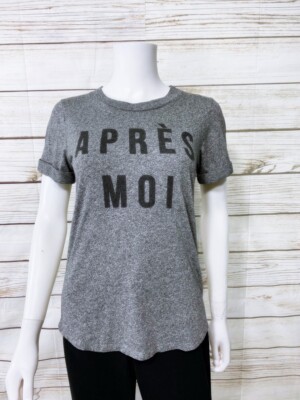 Sol Angeles Womens Apres Moi T-Shirt Size XS Gray Short Sleeve Cotton Blend