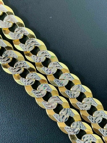 Pre-owned Silver Mens Diamond Cut 11mm Miami Cuban Chain 14k Gold Plated Solid 925  Twotone In Yellow