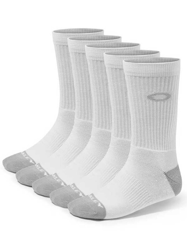 New Oakley Performance Basic Crew Socks 5-Pack White - Medium - 93234-100