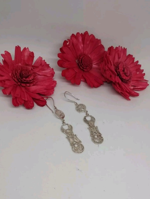 Boucles D'Oreilles Argent Aloalo Filigrane Pendantes Assilyiahjewel Soavani &Co