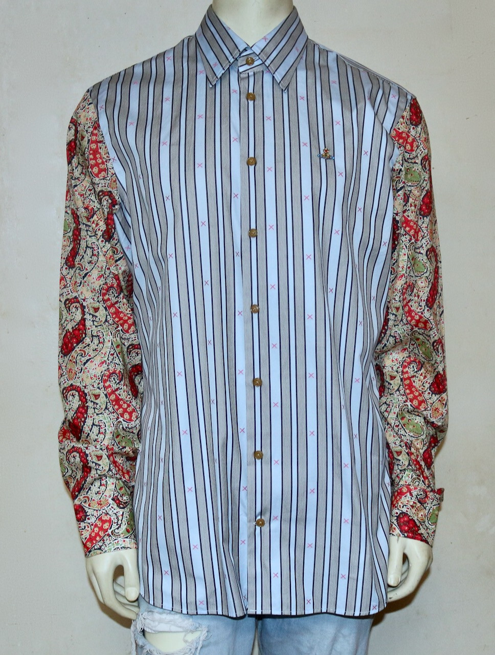 viviennewestwood オフショルシャツ Vivienne Westwood Ghost shirt fil coupe Liberty shirting 52